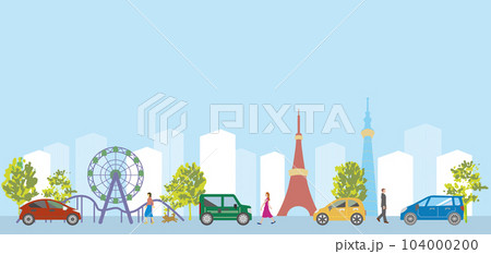 街　都心　東京の街並みのイラスト 104000200