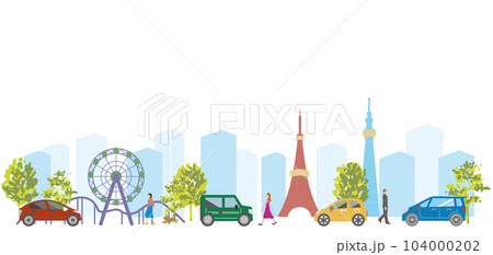 街　都心　東京の街並みのイラスト 104000202
