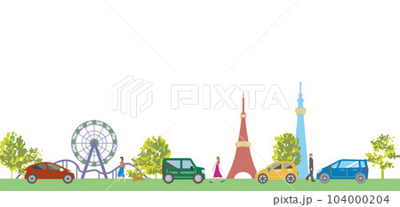 街　都心　東京の街並みのイラスト 104000204