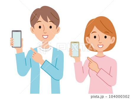 スマホを持つ男女 スマホを持つ男女 104000302