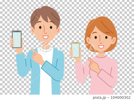 スマホを持つ男女 スマホを持つ男女 104000302