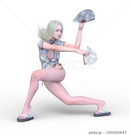 扇を持って舞う女性 104000697