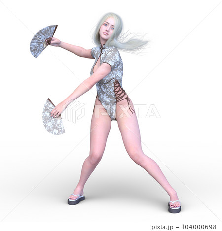 扇を持って舞う女性 104000698