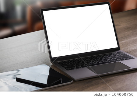 man hand holding digital tablet touch white screen man hand holding digital tablet touch white screen 104000750