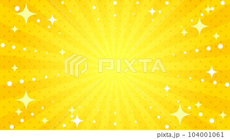キラキラ輝くポップでかわいい集中線の背景（黄色） 104001061