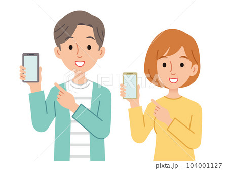 スマホを持つ男女 スマホを持つ男女 104001127