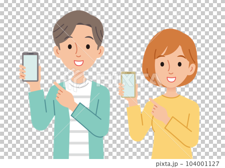 スマホを持つ男女 スマホを持つ男女 104001127