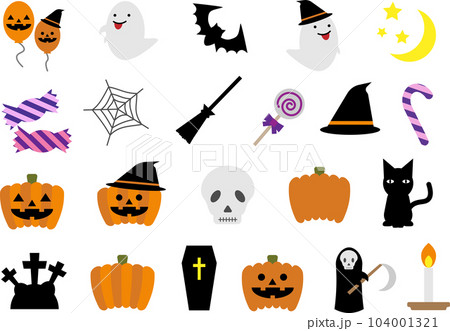 かわいいハロウィンのイラストセット かわいいハロウィンのイラストセット 104001321
