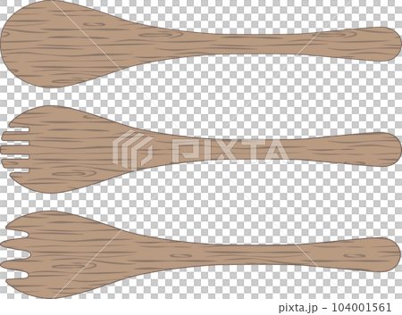 Illustration of wooden salad server set 104001561
