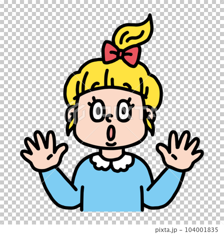 女孩用驚訝的表情 女孩用驚訝的表情 104001835