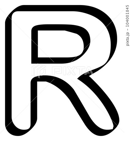 Modern uppercase letter R alphabet character isolated on transparent background. Classic lettering minimal fashion design. 104001845