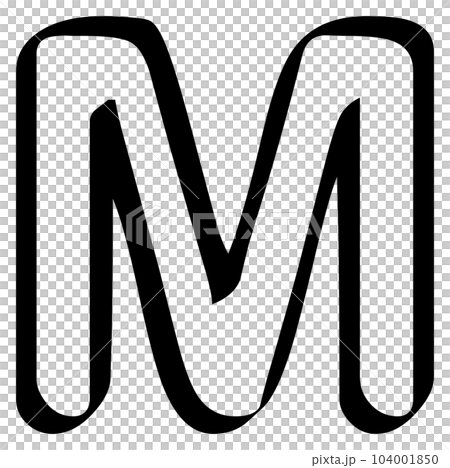 Modern uppercase letter M alphabet character isolated on transparent background. Classic lettering minimal fashion design. Modern uppercase letter M alphabet character isolated on transparent background. Classic lettering minimal fashion design. 104001850