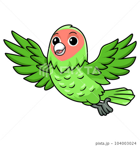 Cute peach faced love bird cartoon flying 104003024