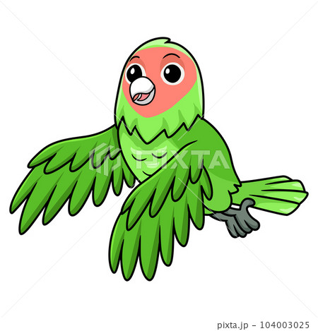 Cute peach faced love bird cartoon flying 104003025