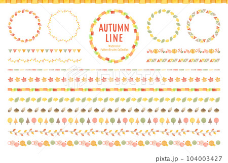 秋の水彩風ラインセット / パターンブラシ有り 104003427