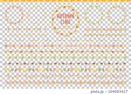 秋季水彩風格線組/帶圖案刷 104003427