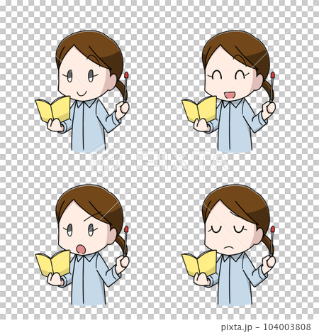 圖解4 女老師拿著指令棒的圖案 圖解4 女老師拿著指令棒的圖案 104003808