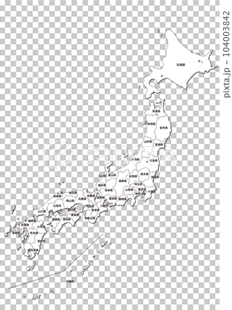 日本地図_白地図_都道府県別_背景透過 日本地図_白地図_都道府県別_背景透過 104003842