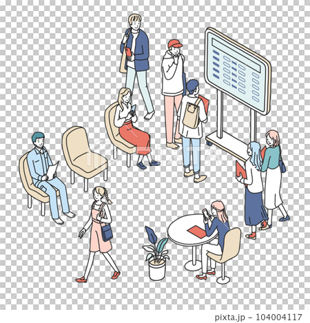 休憩室の学生たち 104004117