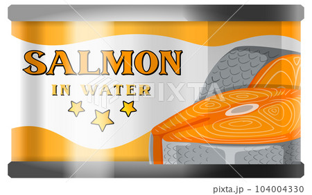 Salmon in water food can vector 104004330
