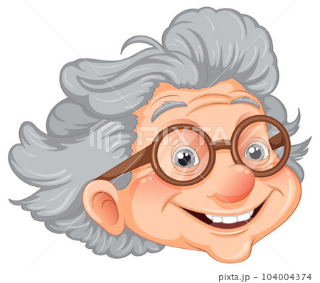 Happy smiley grandmother face cartoon 104004374