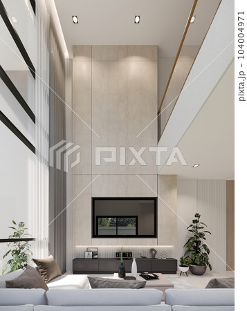 cozy  living room  interior design, 3d rendering 104004971