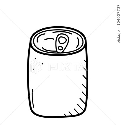 Tin can packaging. Vector doodle illustration of canned food in a jar. Single isolate on white. 104007737
