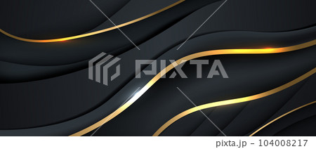 Abstract modern design black background with luxury golden elements vector illustration. 104008217