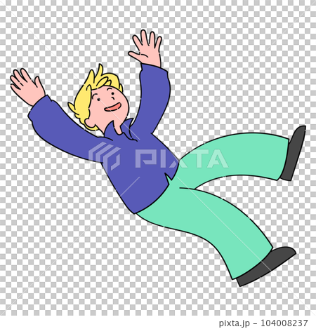 A man who expresses joy with his whole body A man who expresses joy with his whole body 104008237