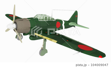 Japanese fighter plane of World War II isolated...のイラスト素材 [104009047] -  PIXTA