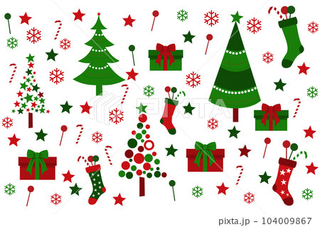 Colored background with christmas tree, christmas boot Colored background with christmas tree, christmas boot 104009867