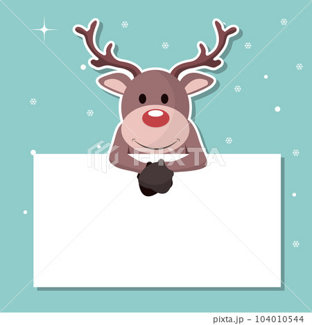 Reindeer Christmas card sticking out on a sign 104010544