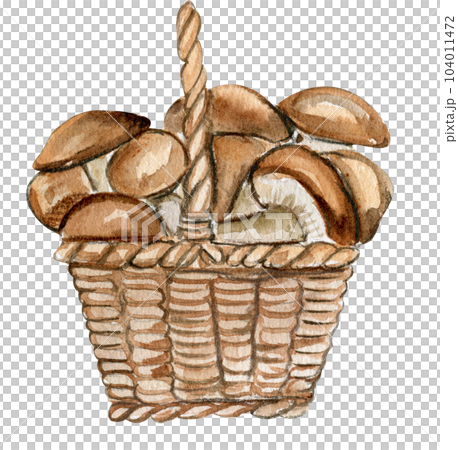 Autumn illustration of basket with mushrooms. Hand drawn illustration of autumn. Perfect for scrapbooking, kids design, wedding invitation, posters, greetings cards, party decoration. Autumn illustration of basket with mushrooms. Hand drawn illustration of autumn. Perfect for scrapbooking, kids design, wedding invitation, posters, greetings cards, party decoration. 104011472