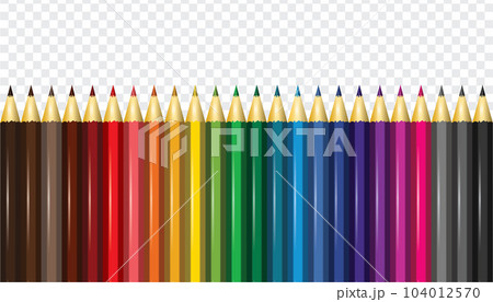 Color pencils set. 24 colored pencils. Vector illustration 104012570