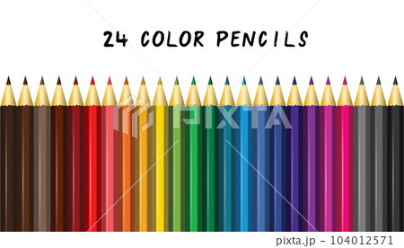 Color pencils set. 24 colored pencils. Vector illustration 104012571