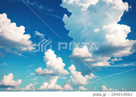 《AI画像》真夏の青空　入道雲 104014062