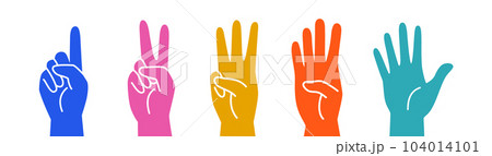 Human hands set. Different gestures 104014101