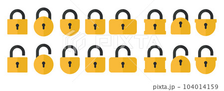 Opened and closed padlock icon in flat style. Lock vector illustration. Security check sign 104014159
