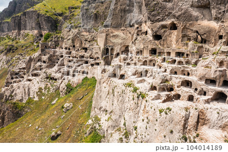 Aerial view of Vardzia. It is a cave monastery site in southern Georgia Aerial view of Vardzia. It is a cave monastery site in southern Georgia 104014189