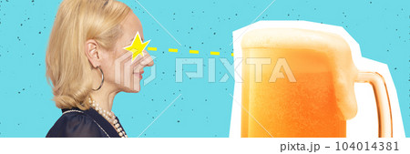 Contemporary art collage. Concept of beer festival, traditions, drinks and Oktoberfest party Contemporary art collage. Concept of beer festival, traditions, drinks and Oktoberfest party 104014381