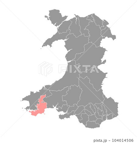 South Pembrokeshire map, district of Wales. Vector illustration. South Pembrokeshire map, district of Wales. Vector illustration. 104014506