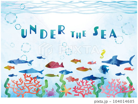 水彩タッチの海の中 104014685