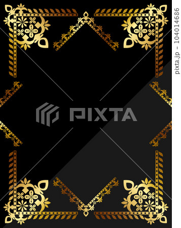 高級感のあるオーナメント背景　縦位置　ブラック＆ゴールド 104014686