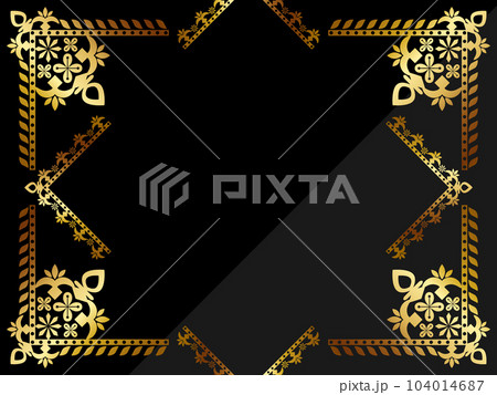 高級感のあるオーナメント背景　横位置　ブラック＆ゴールド 104014687