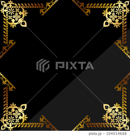 高級感のあるオーナメント背景　正方形　ブラック＆ゴールド 104014688