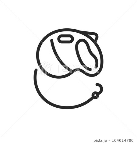 Dog Leash Icon. Vector Outline Editable Sign of Dog Leash Accessory with Paw Cutouts. 104014780