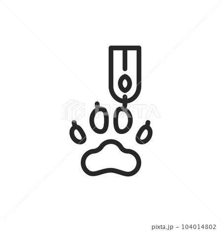 Declawing Process Icon. Vector Outline Editable Sign of Animal Claw Trimming as a Part of Pet Grooming Services. Declawing Process Icon. Vector Outline Editable Sign of Animal Claw Trimming as a Part of Pet Grooming Services. 104014802