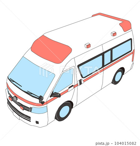 上から見た左向き救急車のイラストのイラスト素 …