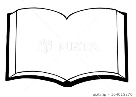 白黒　開く（内側）　コピースペースあり　厚い本のイラスト 104015270