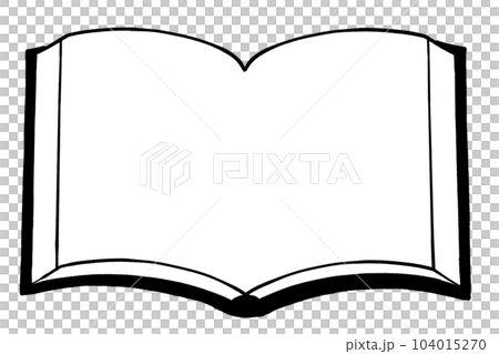 白黒　開く（内側）　コピースペースあり　厚い本のイラスト 104015270